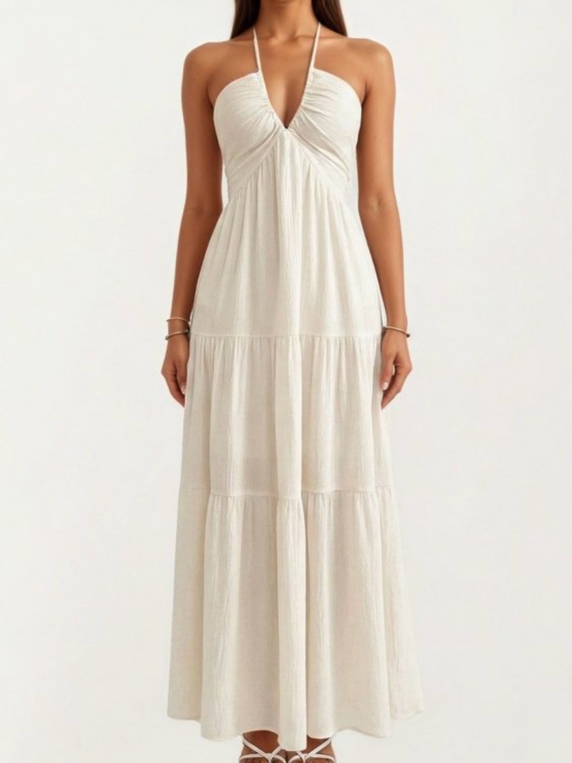 Summer Sale! New! Anna-Kaci Halter Neck Tiered Maxi Dress